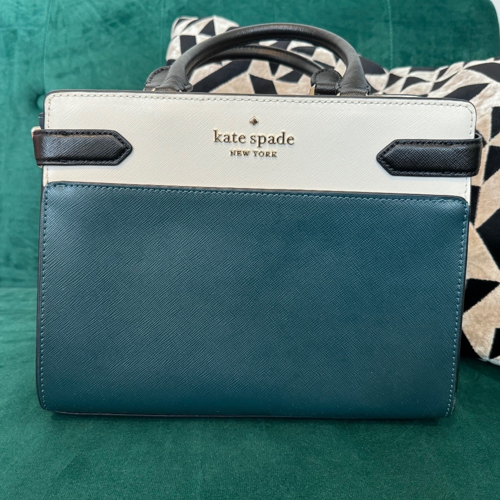 Kate Spade Crossbody Purse Staci Medium Satchel - Peacock Sapphire Multi